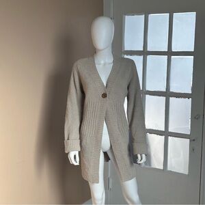 Christopher & Banks Cream Ribbed Cardigan Sweater